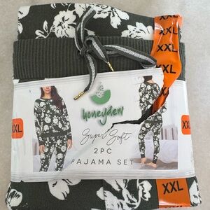 Honeydew Intimates Super Soft 2PC Pajama Set - Green and White Floral